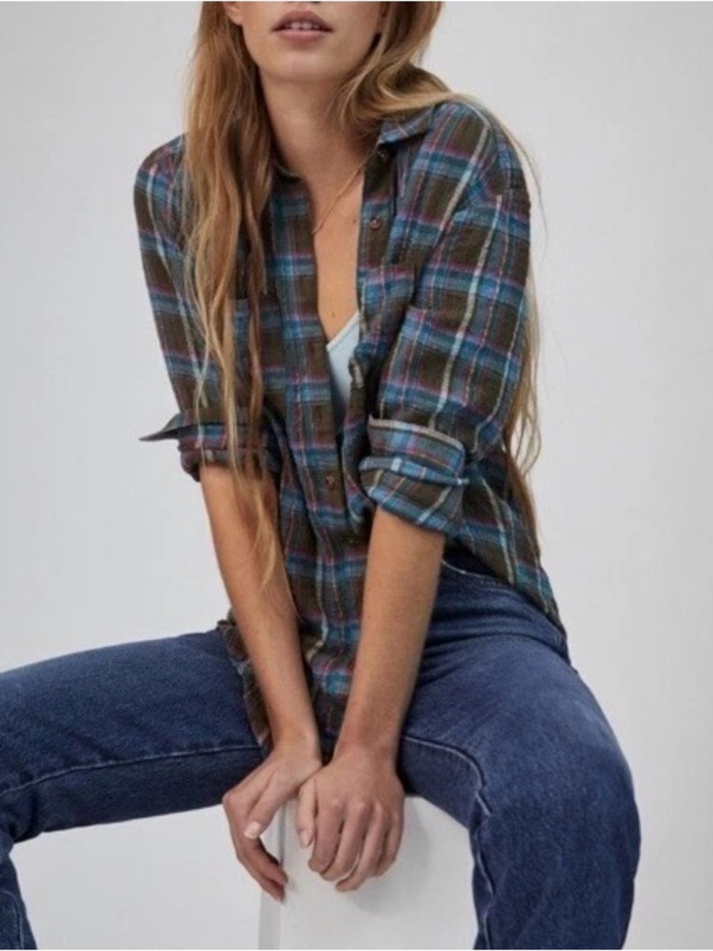 Anthropologie Pilcro Plaid Top
Button front